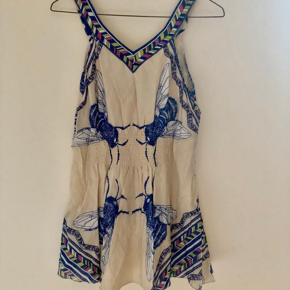 Anthropologie Leif Notes Bee Print peplum top